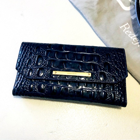 BRAHMIN SET - Elisa Ink Hobo + Checkbook Wallet + Sand Dollar Tassel - Picture 12 of 16